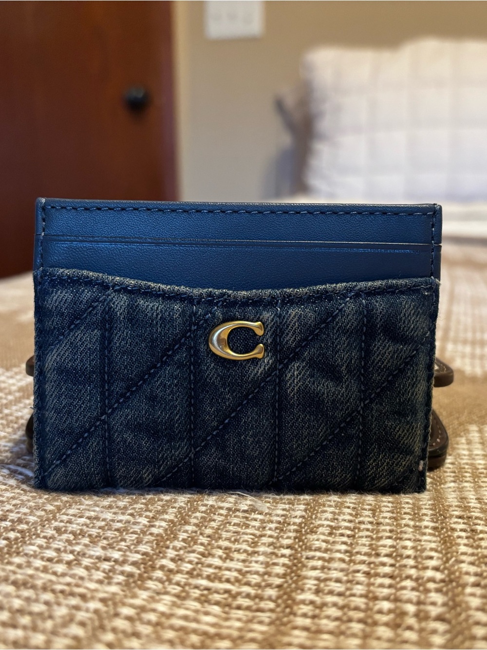 Coach Denim Quilted Card Holder